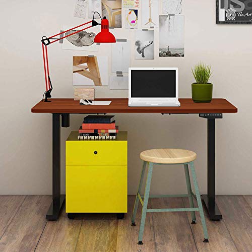 Flexispot Electric Standing Desk Small Adjustable Height 42 x 24 Inches Whole-Piece Desk Memory Controller (Black Frame + 42 in Mahogany Top)