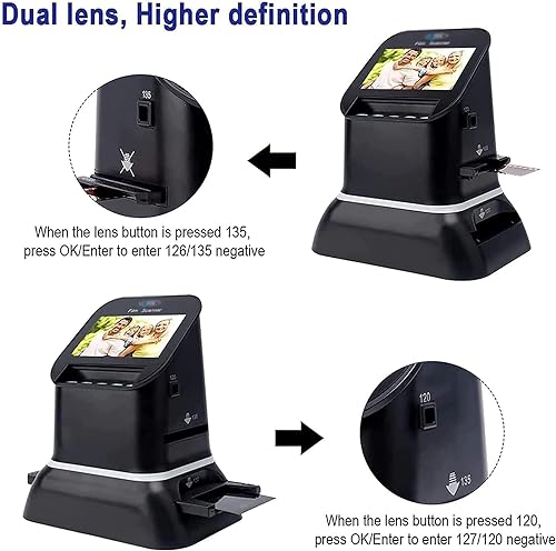 COYEUX Film Slide Scanner, Digital Film Converter with 1080P LCD Screen - Convert 35mm, 135, 126, 127 Negatives & Slides to Digital JPEG
