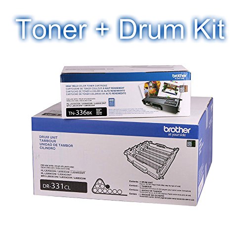 Brother TN336BK (TN-336BK) High Yield Black Toner Cartridge and DR331CL (DR-331CL) Replacement Drum Unit