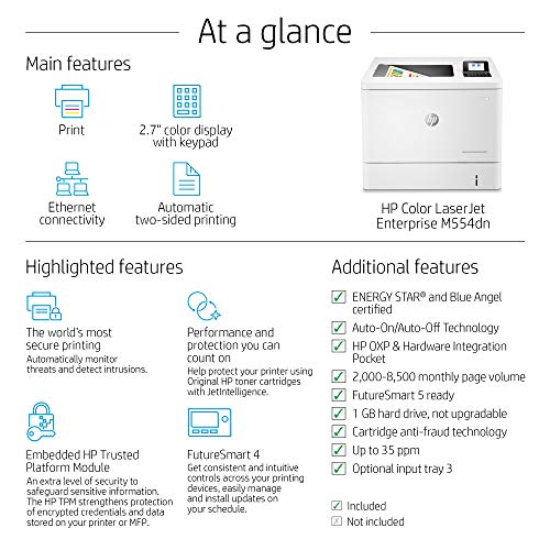 HP Color LaserJet Enterprise M554dn Duplex Printer (7ZU81A)