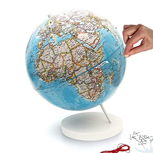 Push Pin World Globe Blue, Travel Globe with Pins
