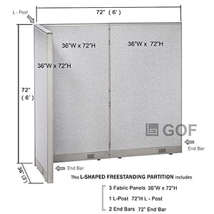 GOF Freestanding L Shaped Office Partition - Large Fabric Room Divider Panel