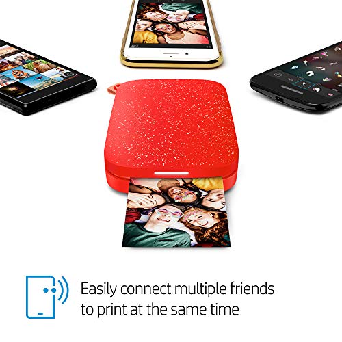 HP Sprocket 200 Portable Photo Printer | Instantly Print 2x3" Sticky-Backed Photos From Your Phone | Cherry Tomato (1AS90A)