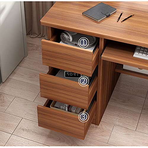 XIALIUXIA Wooden Modern Computer Desk, Laptop PC Table Home Office Study Workstation with Drawers Shelves Computer Workstation Writing Desk, Space Saving Design,B,100CM