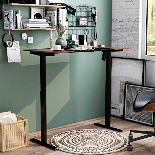 Furniture of America Grant Two-Tone Height Adjustable Electric Office Desk, 47.25-inch, Black and Walnut