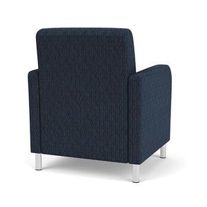 Lesro Siena Fabric Lounge Reception Guest Chair in Blue/Brushed Steel