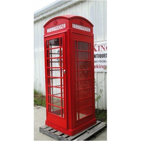 The Kings Bay Red British London Cast Aluminum Iron Telephone Phone Booth Replica English
