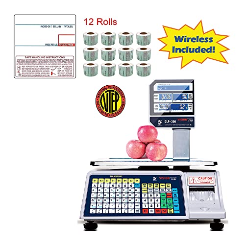 VisionTechShop DLP-300 Label Printing Scale Pole Display, 30/60lbs Capacity, NTEP Legal for Trade, Free CAS LST-8040 Label
