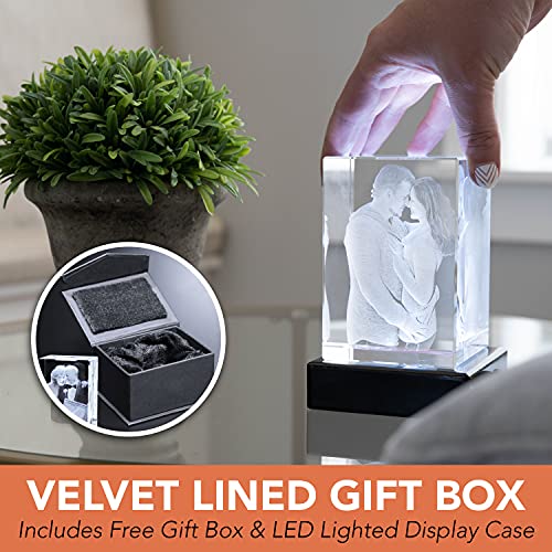 Crystal Impressions 3D Crystal Photo Gift – Includes Lighted LED Base; Custom Photo Engraved Crystal; Personalized Gift for Mom, Birthday, Anniversary, Girlfriend or Boyfriend, Grandma; Gift Box Included