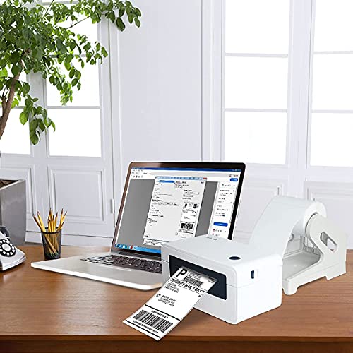 USB Upgrade Shipping Label Printer, Thermal Printer for Barcodes-Labels Labeling with External Rolls Label Holder, NefLaca 2 in 1 Rolls and Fan-Fold Stack Paper Holder for Desktop Thermal Label Printe