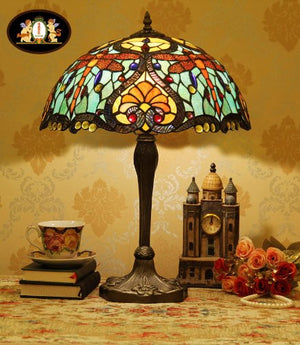 Tiffany Europaische retro style hand-painted stained glass table lamp