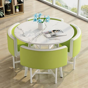 BYJSJY Office Reception Room Club Table Set, 80cm Round Table with 4 Chairs - Color: B1