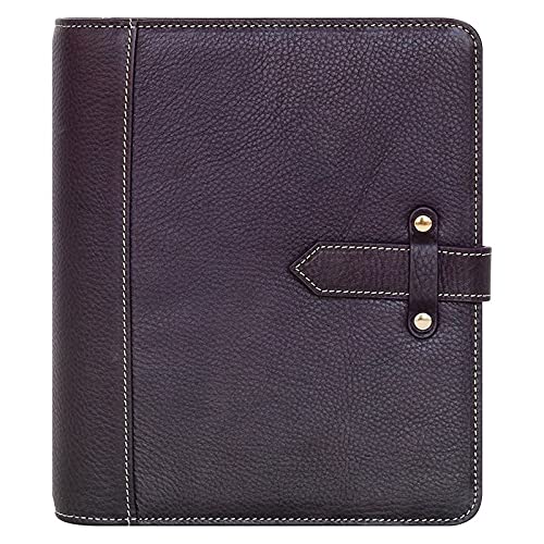 FranklinCovey - Classic Vintage Aurora Leather Strap Binder - Purple Plumeria