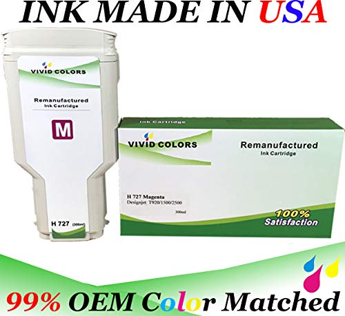 VividColors Set of 6 Remanufactured HP727 300ml Inkjet Cartridges for HP Desingjet T920 Printer