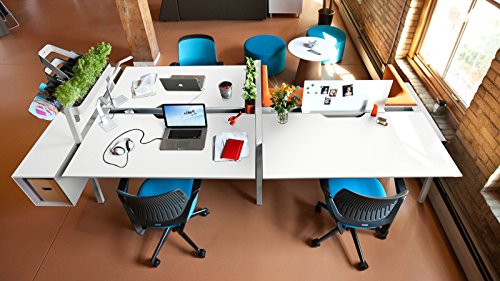 Steelcase Turnstone Bivi Table for One: 2 Plug-and-Play Power Kits - Virginia Walnut Top/Midnight Metallic Frame