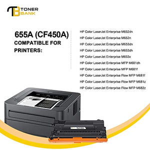 Toner Bank Compatible Toner Cartridge Replacement for HP 655A CF450A CF451A CF452A CF453A Color Enterprise M652 M653 M681 M652dn M652n M653dn M653x MFP M681f Printer (Black Cyan Yellow Magenta,