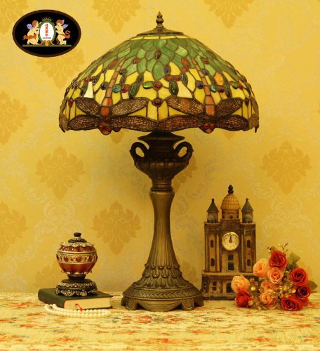 Tiffany Europaische retro style hand-painted stained glass table lamp