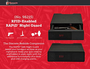 Hornady Rapid Safe Night Guard – Nightstand Gun Safe with RFID Reader, Clock, USB Ports – RFID Safe for Fast, Multiple Method Entry – Includes Rapid Safe, 3 Methods of Entry and Security Cable