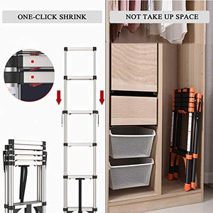 LUCEAE Folding Aluminum Alloy 4/5/6 Step Ladder with Handgrip & Non-Slip Pads