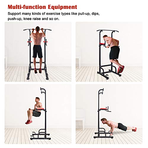 RELIFE REBUILD YOUR LIFE Power Tower Dip Pull Up Station Tower for Home Gym Strength Training Fitness Equipment