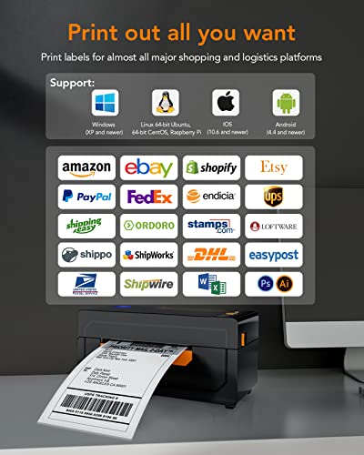 Bluetooth Thermal Shipping Label Printer, Accwork Wireless 4"x6" High-Speed Shipping Label Printer, Compatible with Windows, Smartphone, Works with Ebay, Amazon, Shopify, Etsy, USPS Printer