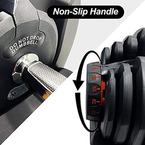 CHLinner Adjustable Dumbbell Weight Strength Training 40KG/90lbs Fitness Equipment Dial System Dumbbell with Handle and Weight Plate for Men Women Bodybuilding Workout Home Gym 1PC
