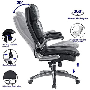 MUMUJJ Office Chair, PU Leather Executive Desk Chair with Adjustable Tilt Angle, Thick Padding, and Lumbar Support