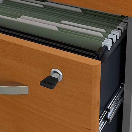 Bush Business Furniture Series C 72W x 36D Bow Front U Shaped Desk with Mobile File Cabinets in Natural Cherry