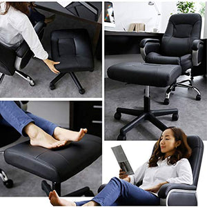 DLT Ottoman Faux Leather Footrest Stool, Adjustable Height Foot Rest Under Desk - White