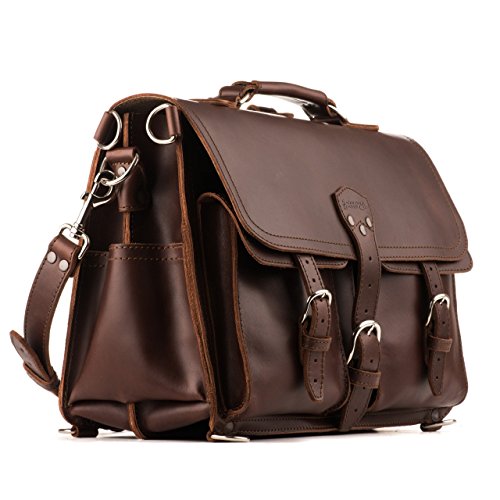 Saddleback Leather Co. Classic Leather Briefcase The Original Full Grain Leather Briefcase For Men Includes 100 Year Warranty (Large Front Pocket Briefcase, Chestnut)