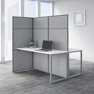 Bush Business Furniture Easy Office 2 Person Cubicle Desk Workstation, 60W x 66H, Pure White