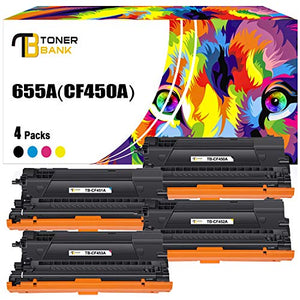 Toner Bank Compatible Toner Cartridge Replacement for HP 655A CF450A CF451A CF452A CF453A Color Enterprise M652 M653 M681 M652dn M652n M653dn M653x MFP M681f Printer (Black Cyan Yellow Magenta,