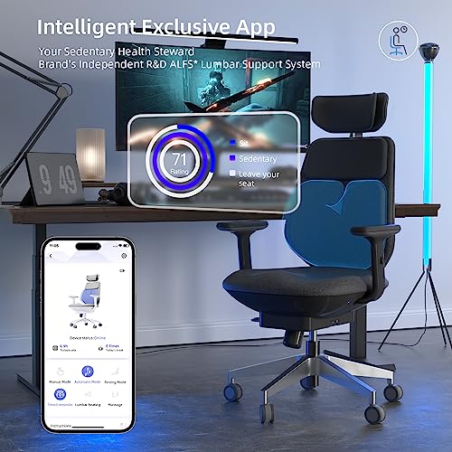Backrobo Smart Ergonomic Home Office Chair with Automatic Massage Lumbar Support, App-Controlled 3D Armrests, Adjustable Height