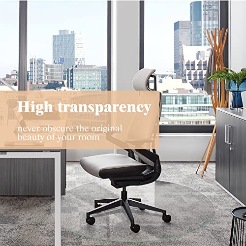 Natsukage Round Tempered Glass Chair Mat 48" x 1/4" Thick - Transparent