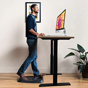 Electric Height Adjustable Standing Desk, Electric Standing Workstation Home Office Sit Stand Up Desk with LED Display Controller and Memory Unit Black Desktop + Gray Frame 60 x 29 Inches