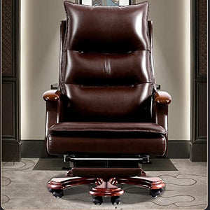 inBEKEA High Backrest Leather Executive Office Chair with Footrest, 145° Reclining, Brown/Black