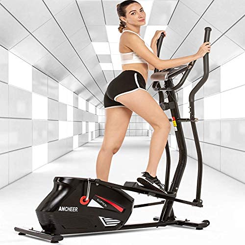 ANCHEER Elliptical Machine, Fitness Elliptical Exercise Trainer Machine for Home with Adjustable Resistance and LCD Monitor,Workout Health Magnetic Desk Elliptical Cross Trainer for Home Office