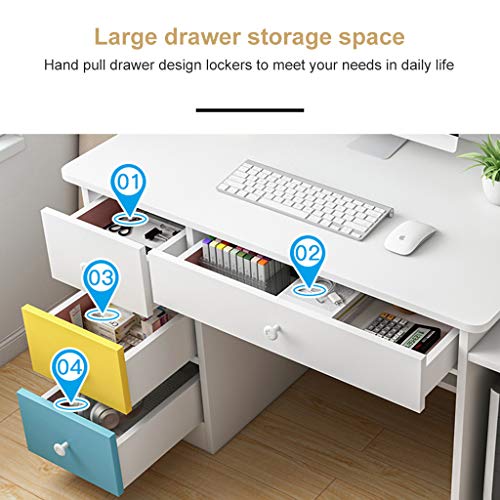Doublelift Computer Laptop Desk with Drawer Shelf,Children Study Desk and Bookcase Office Home PC Table with Mainframe Rack Modern Writing Learning Workstation【Fast Delivery from The U.S.】 (White)