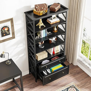 Tribesigns 2 Drawer File Cabinet with Shelves - Vertical Filing Cabinet for Home Office