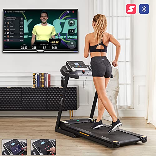 UMAY Folding Treadmill for Home with LCD Display, Exercise Runinng Machine with 12 Preset Programs & Manual Incline, Electric Proform Treadmill with Transport Wheels for Small Space