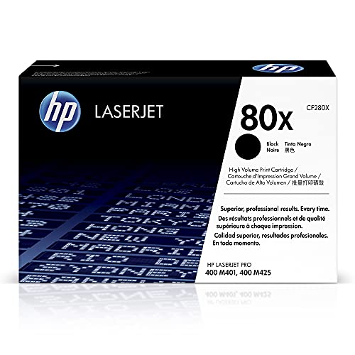 HP 80X | CF280X | Toner-Cartridge | Black | Works with HP LaserJet Pro 400 Printer M401 series, M425dn | High Yield