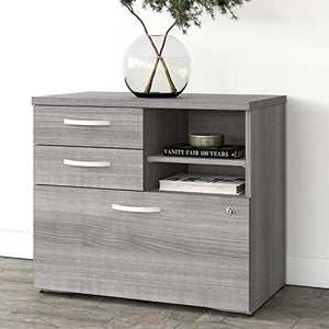 Bush Business Furniture Studio A 26-inch Office Storage Cabinet with 2 Shelves and Drawers, Platinum Gray by Bush Business Furniture