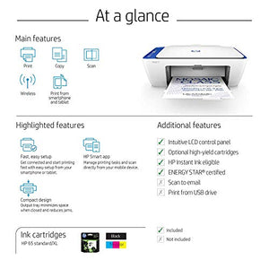 HP DeskJet 2622 All-in-One Compact Printer, Works with Alexa - White (V1N07A)