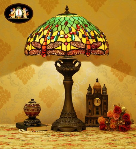 Tiffany Europaische retro style hand-painted stained glass table lamp