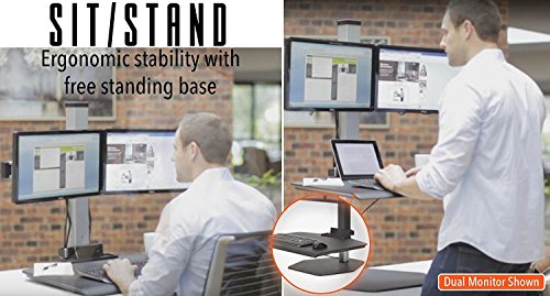 Stand Steady Winston Workstation Single Monitor Mount Sit-Stand Desk with Compact Work Surface (Innovative WNST-1-CW) | One Monitor Standing Desk with VESA Mount| Height Adjustable! (1 Monitor/Black)