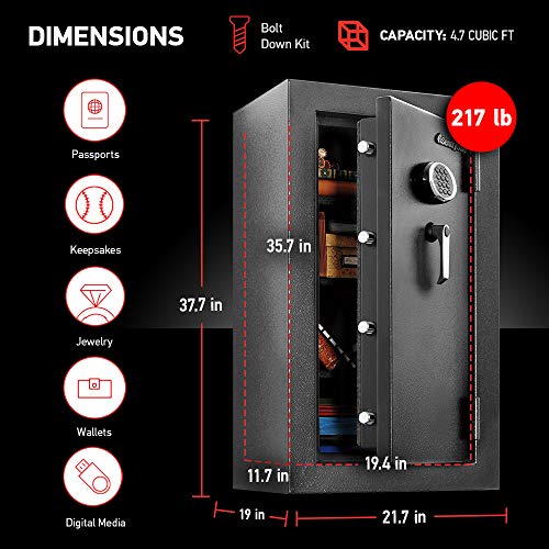 SentrySafe EF4738E Fireproof Waterproof Safe with Digital Keypad, 4.71 Cubic Feet , Black