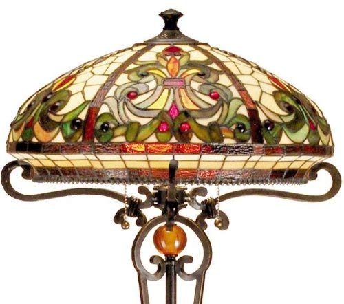 Dale Tiffany TF101116 Boehme Floor Lamp, Antique Bronze/Sand and Art Glass Shade