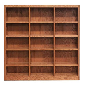 Bowery Hill 72" Tall 15-Shelf Triple Wide Wood Library Bookcase Storage - Dry Oak