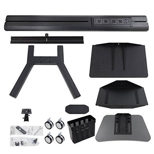 LEESONS Portable DUAL-Monitor Holder PC Mobile Cart Computer Printer Workstation - Black