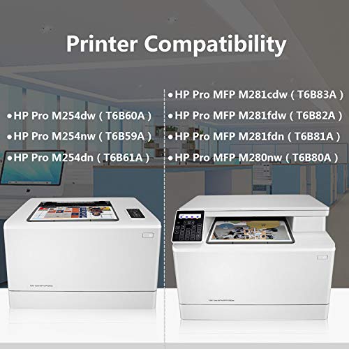 8 Pack (2BK+2C+2M+2Y) 202A | CF500A CF501A CF502A CF503A Toner Cartridge Replacement for HP Color Laserjet Pro M254nw, M254dw, M254dn, MFP M280nw, MFP M281fdn, M281fdw, MFP M281cdw Printer